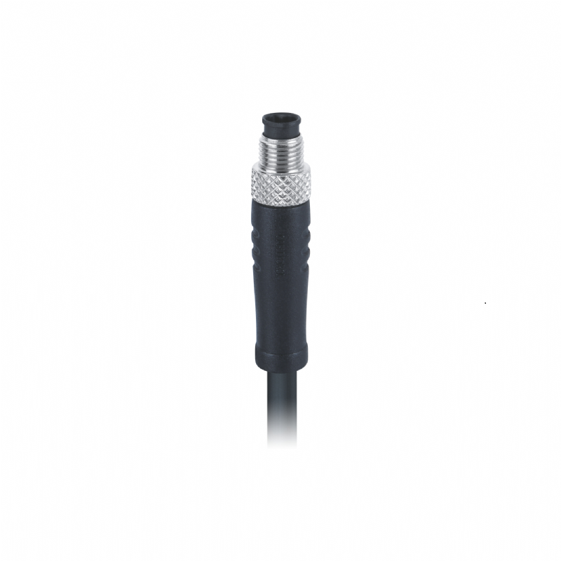M5 A-Coding Male Straight Molding Cable Plug, 3-Pin